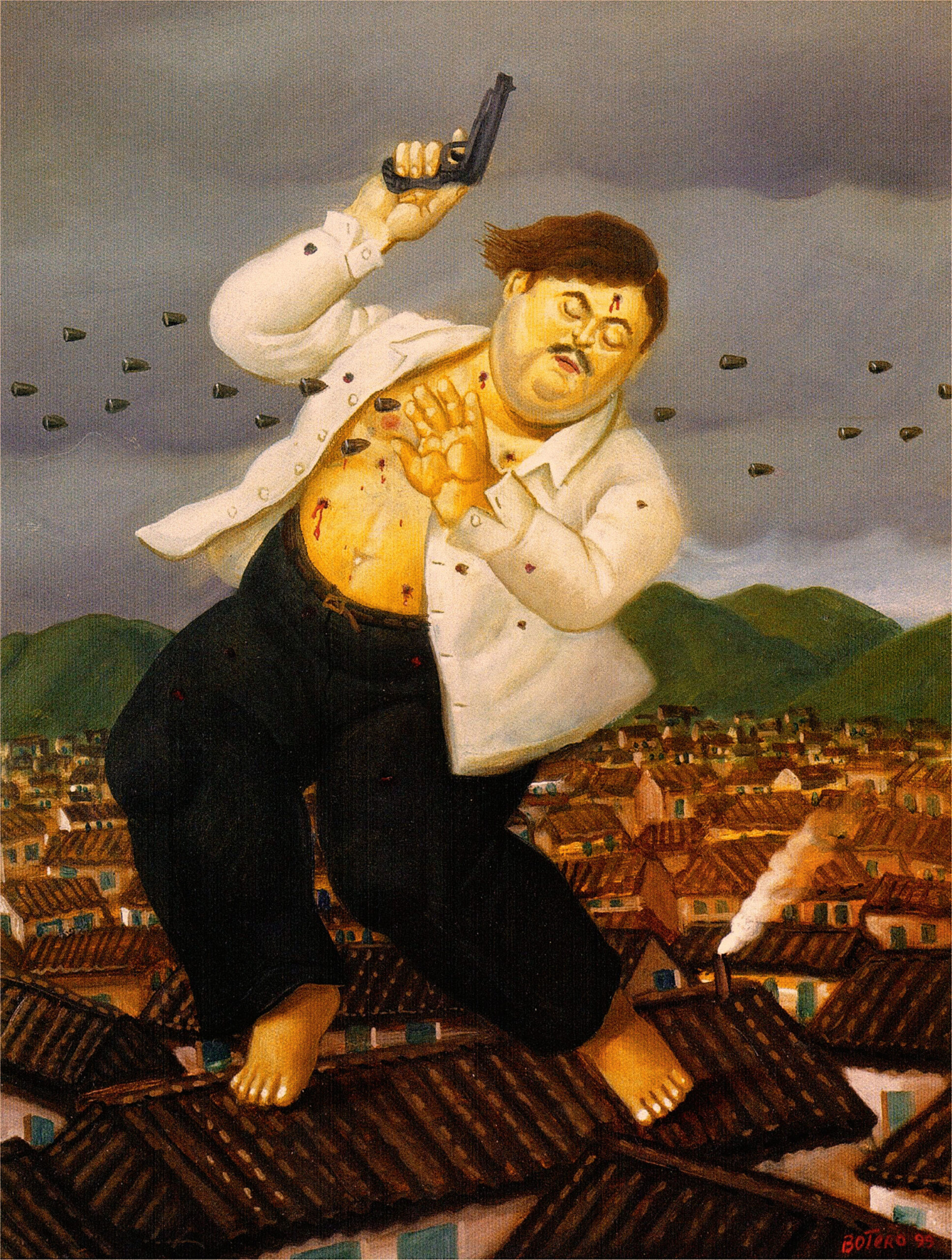 Poslední okamžiky Pabla Escobara se staly inspirací i pro nejslavnějšího kolumbijského malíře Fernanda Botera.