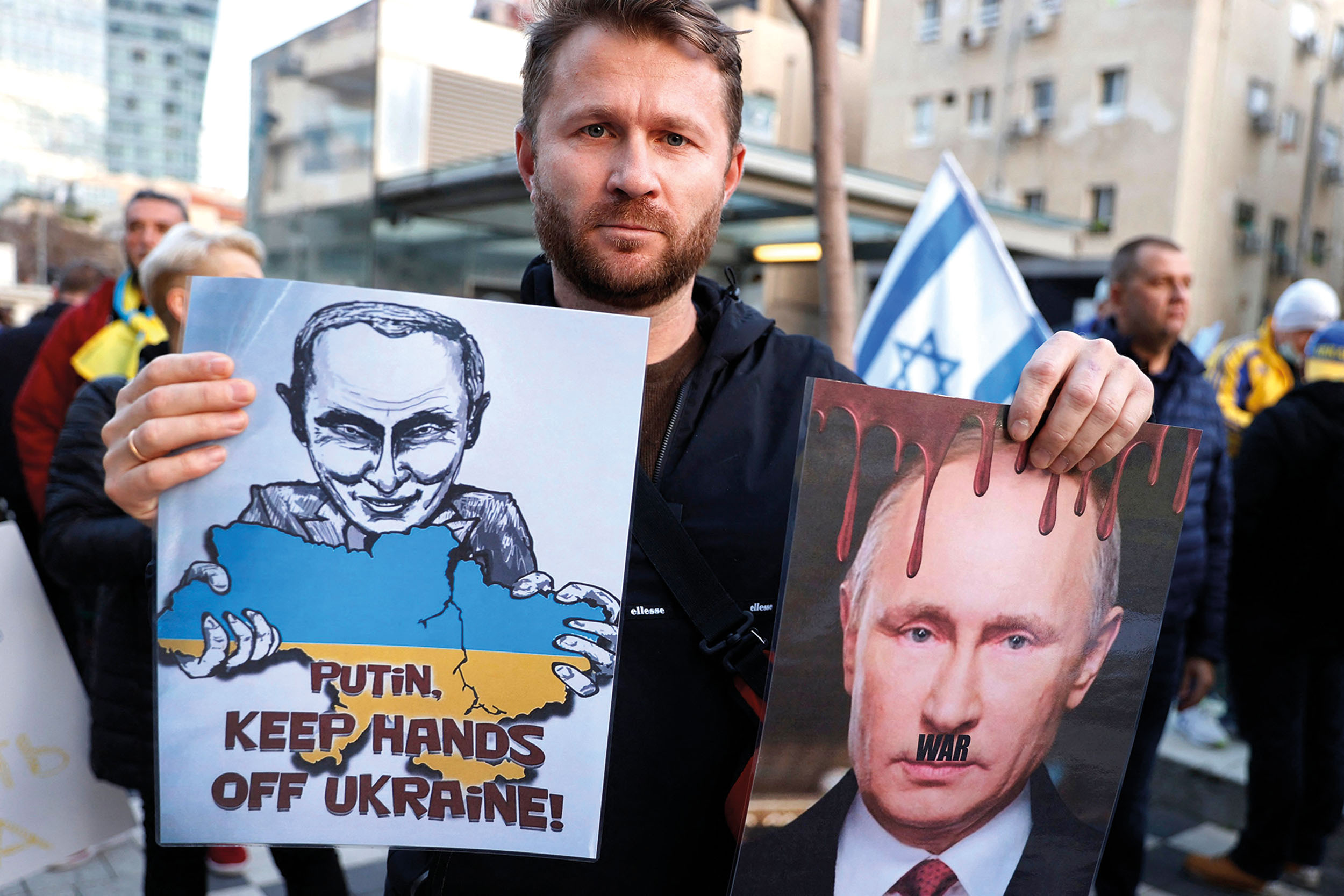 Demonstrace proti Putinovi v Izraeli.